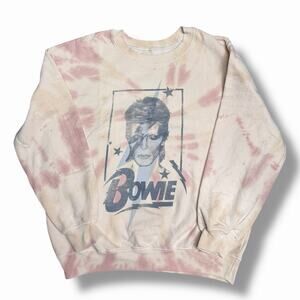 David Bowie Sweatshirt Music Artist Tie Dye Style Pullover Sweater Sz Large